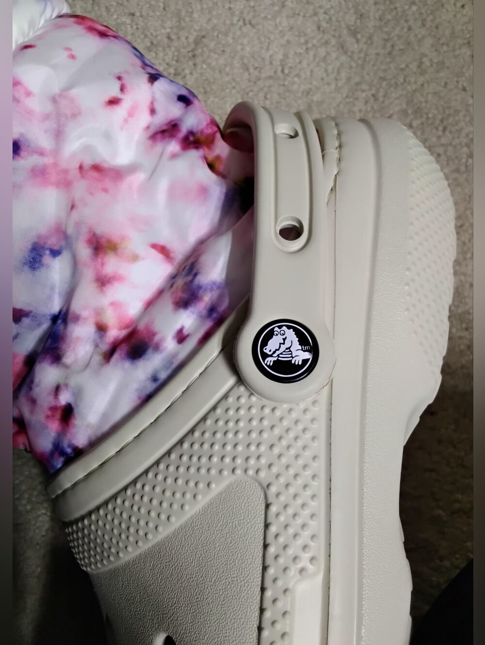 Crocs Classic Lined Neo Puff Tie Dye Boot, Beige/Pink, Women's 9/Men's 7 - Picture 3 of 11
